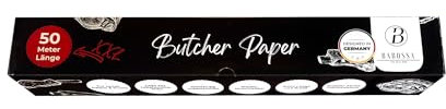 BABOSSA Butcher Paper (60cm x 50m) – Perfekt für BBQ, Smoken & Grillen – Atmungsaktive Barriere für saftiges Fleisch – Reißfest und atmungsaktiv – Die ideale Alternative zu Alufolie