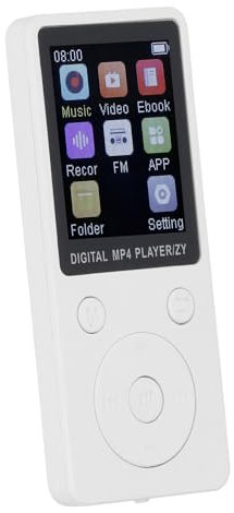 64GB MP3 Player, Portable Bluetooth 5.0 Shuffle Single Loop Music Player, Ultra Thin MP4 Player Built in HD Speaker, 1.8'' Color Screen, Photo Video E Book Voice Recording (White)