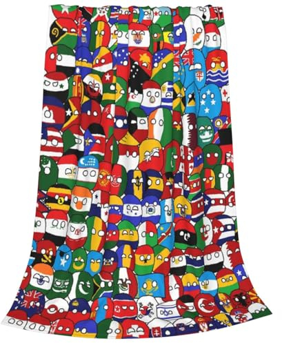 Countryball Polandball World Map Throw Blanket Flannel Fleece Fuzzy Blanket 60X80 Soft Cozy Lightweight Blanket for Home Decor Bed Sofa Office Bedroom Living Room Travel