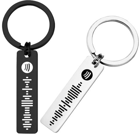 plversi Personalisierter Spotify-Schlüsselanhänger, scannbarer Spotify-Code-Song | Gravierter Song-Schlüsselanhänger | Anhänger aus Edelstahl | Geschenke für Hochzeit, Geburtstag, Personalisierter