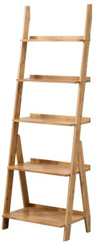 Estante de escalera de 5 niveles, estantería abierta de bambú, estantería de exhibición independiente, soporte for plantas, estantería for espacios pequeños, dormitorio, sala de estar, oficina en casa