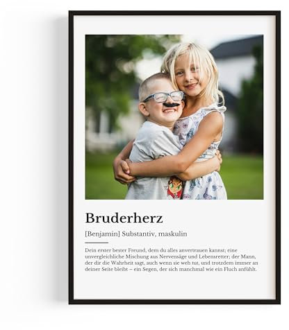 Foto Geschenk für Bruderherz — Dein Foto als personalisiertes Geschenk – Perfekt als Weihnachtsgeschenke & Geburtstagsgeschenk für deinen Bruder — Einzigartiges Geburtstagsgeschenk für Ihn