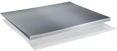 Oppaha - Spianatoia da Cucina in Acciaio Inox - Piano da Lavoro Professionale XL per Impastare - Superficie in AISI 304 con Logo Tagliato - Tappetino Antiscivolo Incluso - 70x47 cm