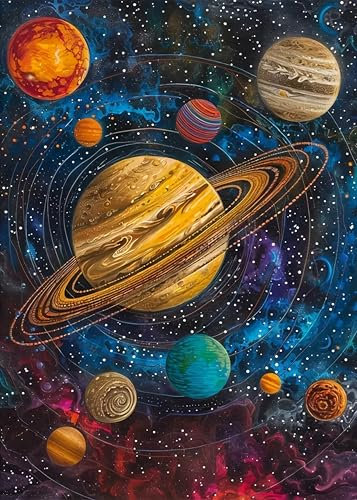 DPIDEA Diamond Painting für Erwachsene, Diamond Painting Bilder Universum Planet DIY 5D Diamant Malerei Runde Steine 30x40 cm