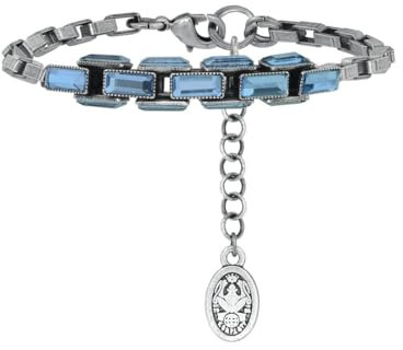 Konplott: Armband Industrial Snake, modernes Gliederarmband mit Baguette-Kristallsteinen, für Damen/Frauen (blau)