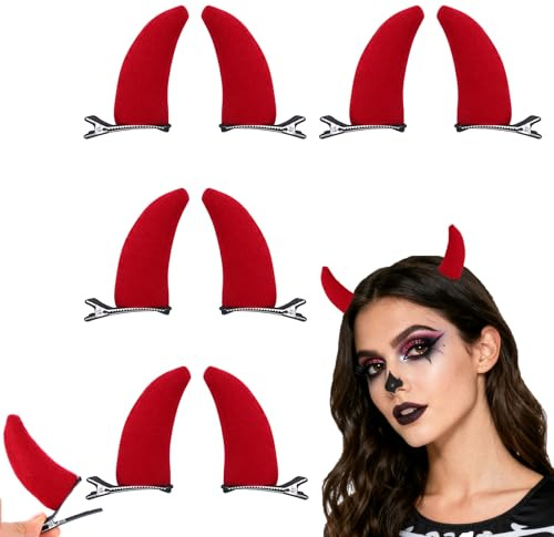 NIYANGLE 8stücke Teufel Horn Haarclip Für Halloween Cosplay Lustige Kopfdekoration Für Kostümpartys Leicht Und Für Erwachsene Geeignet
