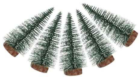 UTHCLO 5pcs Miniature Christmas Trees with Snow Bottle Brush Tabletop Ornaments with Base for Festive Holiday Decor for Craft Projects and Home Table Displays