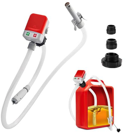 KBIBCK Kraftstoff Umfüllpumpe mit Auto-Stopp-Sensor, Elektrische Benzinpumpe, Elektrische Transferpumpe 2.4GPM mit 3 Adaptergrößen, Kraftstoffpumpe mit Schläuchen und Zapfpistole für Benzin Diesel Öl