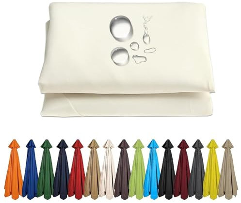 Toldo De Recambio De Sombrilla 6 /8 Costillas, Tela De Paraguas Recambio Sombrilla Impermeable, Cubierta De Repuesto Para Parasol De Patio, Protección UV, Piscina Jardín Terrazas Exterior(White,3M/8Ri