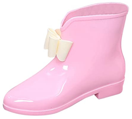 Stivali di gomma da donna, a mezza altezza, impermeabili, con tacco, scarpe da pioggia, stivali da giardino, stivali da lavoro, stivali corti da giardino, Colore: rosa., 39 EU