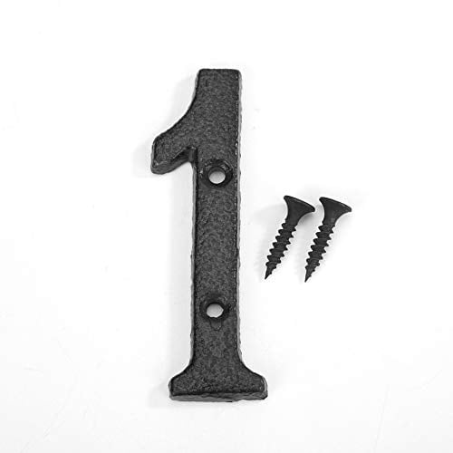 House Numbers, 3 Inch Solid Cast Iron Door Numbers with Screws, Black Antique Rustic Address Plaques for Front Doors and Gates(Number 1)