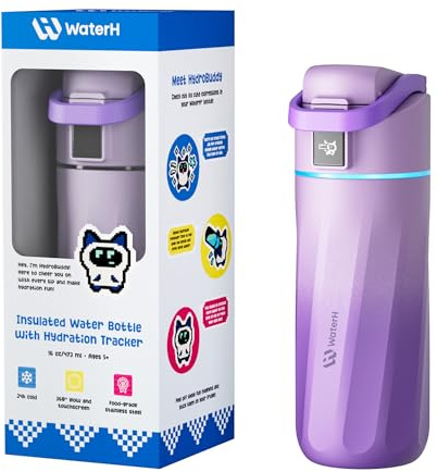 WATERH Boost Kids Smart Water Bottle with Reminder & Tracker, 473 ml | BPA-Free, Vacuum Insulated Stainless Steel, 24H Cold & 12H Hot, DIY Fridge Magnets, Rubber Base, Back to School Supplies