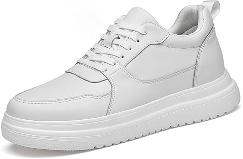 Elevate - Zapatos para hombre de 10 cm, con plataforma para hombre, informales, ligeras, cómodas, suelas suaves, resistentes al desgaste, para senderismo, tiempo libre, otoño e invierno, Blanco, 45 EU