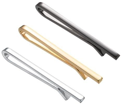 RunootPR 3 Stück Krawattennadel Gold Silber Schwarz Herren Nadeln Schlicht | Gold Silber Schwarz Geschäft Dünn Einfach Unsichtbar Krawattenklammer