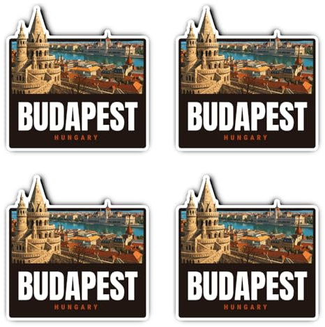 Laminierte Aufkleber: 100 mm, 4 Stück - Budapest Hungary Groß Vinyl Sticker wetterfest
