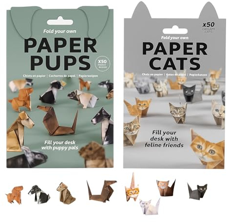 2 Bücher mit 50 Blatt Origami Papier, Faltanleitungen für Tiere, Paper Cats Origami, Papier Katzen, Bastelset für Erwachsene, Kreative Freizeitbeschäftigung, DIY Papierhandwerk