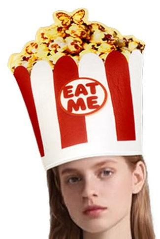 Generisch Popcorn Hut für Karneval und Partys - Cosplay Accessoires Mit Popcorn Design Und Motiv Mütze | Essen Cosplay Mütze - Für Karnevalsumzüge Familientreffen Kinder Und Erwachsene