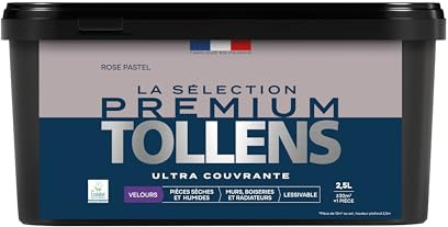 Tollens - Peinture Couleur - Murs, Boiseries & Radiateurs - La Sélection Premium - Pièces sèches et humides - Ultra couvrante - Ultra résistante - Ecolabel - Velours - ROSE PASTEL - 2L5 = 30m²