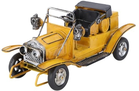 Toyvian Craft Yellow Who Collecting Love Car for People Metal and Crafts Collectible for Vintage Wrought Iron Model Decoration Vehicle Home Bar, Suitable Models