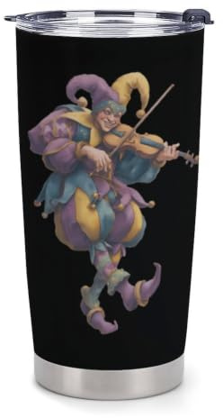 Jester Playing Violin Novelty Insulated Tumbler 20 Oz Coffee Mug Travel Cup
