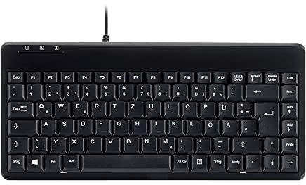 Perixx PERIBOARD-409 P Kompakte Mini PS/2 Tastatur Kabelgebunden - 315x147x21mm - 1,80 Meter Kabel - QWERTZ Deutsches Layout