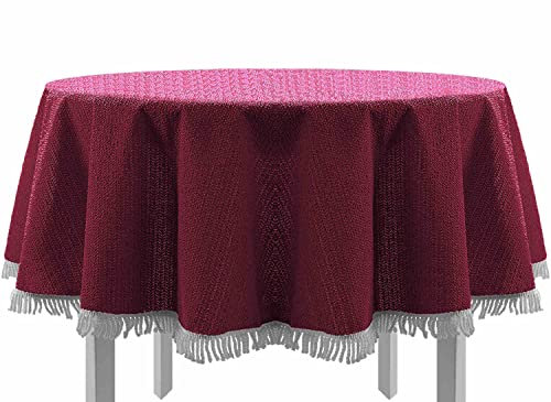 EXKLUSIV HEIMTEXTIL Gartentischdecke mit Fransen Tischdecke rund oval eckig Classic 140x180 cm oval Bordeaux