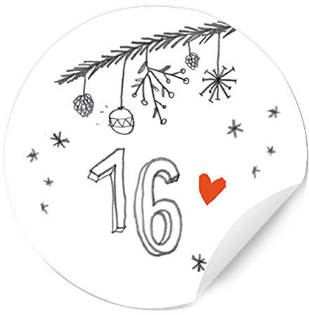 24 Adventskalenderzahlen für Kinder und Erwachsene, runde Zahlen Etiketten MATT zum Adventskalender Basteln aus Papier, selbstklebend, 40 mm, WEISS GRAU mit verspielten Zahlen, Weihnachtsdeko