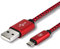 EVOMIND Cable Micro USB en Nylon tresse 1M Charge Rapide et Transfert de donnees pour Samsung Galaxy S7/6/ A10/ J, Manette PS4/Xbox One, et Autres dispositifs MicroUSB - 1M Rouge