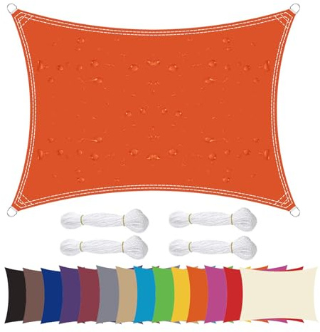 Lingle888 Sonnensegel Sonnenschutz Sonnendach Wasserdicht 98% UV-Schutz Balkon Viereck Rechteck Quadrat Winddicht 8Tage Transport 420D 10Farbe 25Größe (3x3x3, Orange)