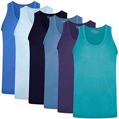 Keanu Mens Fitted 100% Cotton Vests Pack of 6