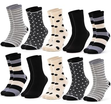 Occulto 10 PAAR SOCKEN DAMEN aus BAUMWOLLE (Modell: Lotte) Schwarz-grau 35-38