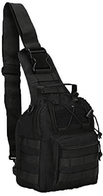 Canvas Sling Bag for Men Small MOLLE Chest Sling Backpack Mens One Strap Messenger Bag Water-resistant Handbag Outdoor Sports Travel Crossbody Shoulder Pack Bag Daypack for Travelling Cycling Hiking