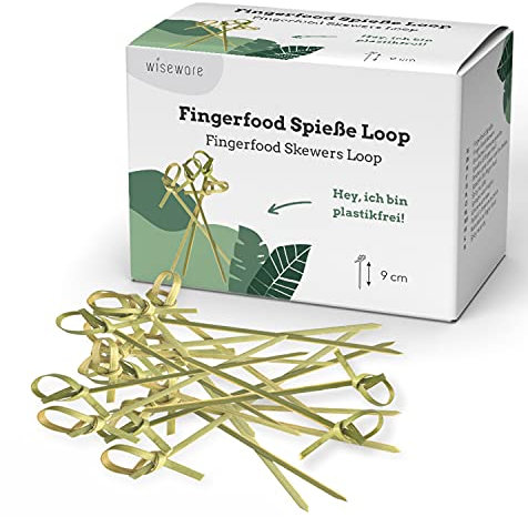 wiseware Bambusspieße Holzspieße Loop 9cm - Fingerfood Spieße 250 Stück - Hamburger-Spieße - Einweg Besteck - biologisch abbaubar - natürlich, stabil, umweltfreundlich