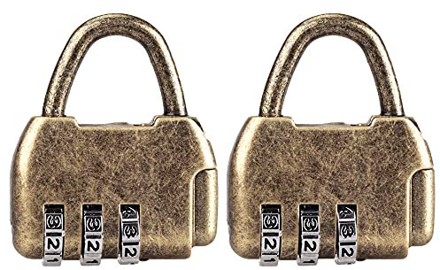 Nifocc Metall Vorhängeschloss Stelliges Kombination Vorhängeschloss Vintage Vorhängeschloss für Aufbewahrungsbox Schmuckschatulle Buchgepäck Bücher - 2 Stk Bronze