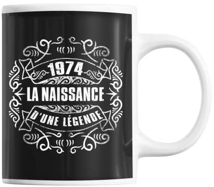 Planetee - Taza de nacimiento con leyenda de 1974 cumpleaños 50 años | Taza de cumpleaños impresa en Francia
