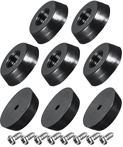 sourcing map 8 Stück Runde Schwarze Gummifüße mit Edelstahlschrauben und Unterlegscheibe, Gummipuffer Schraubfeste Gummifüße 18mm Breite x 5mm Höhe für die Meisten Möbelgeräte