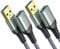 2 Stück 1M+1M USB Verlängerung Kabel AINOPE USB 3.0 Verlängerungskabel A Stecker auf A Buchse mit eleganten Alluminiumsteckern, Nylon Stoffmantel für Kartenlesegerät,Tastatur, Drucker, Scanner, Kamera