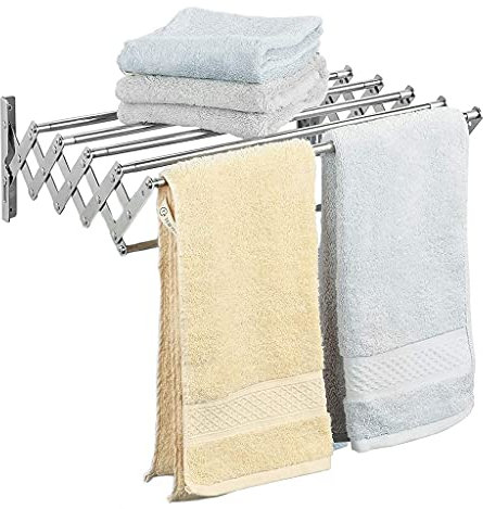 WXXGY Porte-Serviettes en Acier Inoxydable 304 Porte-Serviettes de Salle Den Porte-Serviettes de Salle Den Télescopique Support Mural Sèche-Linge Étendoir À Vis Rabattable Montage/48-77Cm
