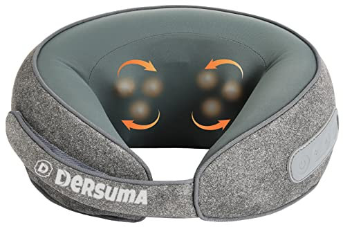 DERSUMA Neck Massager Deep Shiatsu: Electric Cervical Massage Pillow with Heat - Deep Tissue Kneading - Rechargeable Cordless Portable Massage Cushion Relieve Muscle Pain,for Home Office Car Travel