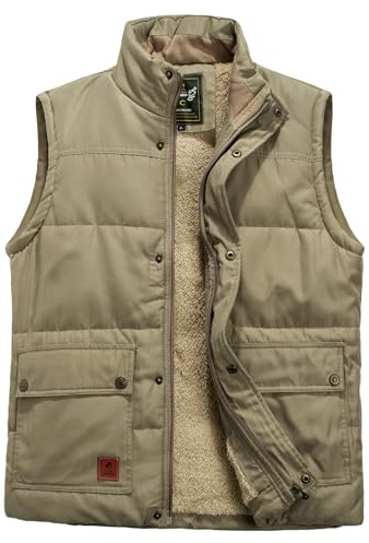 Btmpmcs Gilet in Pile da Uomo Trapuntato Giacca con Cerniera e Tasche Multiple Gilet invernale più caldo antivento all'aperto Leggera Senza Maniche Felpa Bodywarmers Cappotto