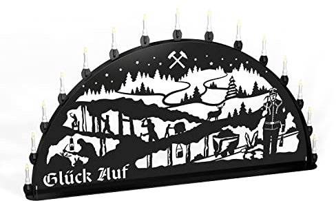 Außenschwibbogen Schwibbogen Lichterbogen Metall - Motiv: Bergmann/Bergbau (1,5 Meter)