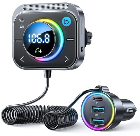 joyroom FM-Transmitter für JR-CL18, 2 x USB + USB-C, 30 W (Silber)