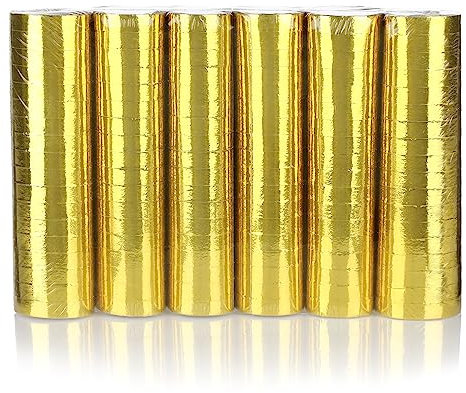 KarneLux Luftschlangen 'Gold Metallic' - Partydekoration für Geburtstage, Hochzeiten und Silvester - 6er Pack