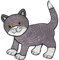 Katze Kater Grau Aufnäher zum aufbügeln oder aufnähen Bügelbild Aufbügler für Kleidung gestickter Bügelflicken Applikation Patch Größe 8,0 x 8,2 cm