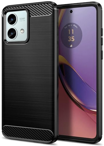 Qiinogow Funda para Motorola Moto G84 5G, Antigolpes Carcasa con Suave de TPU, Capa ultrafina de fibra de carbono (Negro)