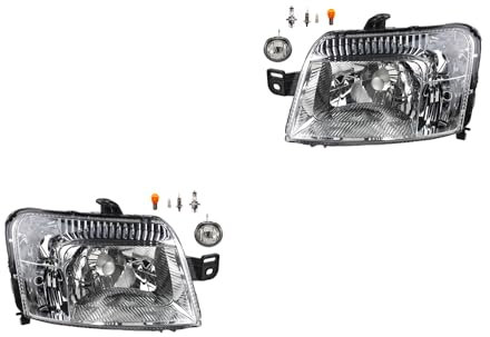 Johns, Scheinwerfer Satz Halogen Front Haupt passend für Fiat Panda 169 09/03-07/09 H4 Links & Rechts + Nebelscheinwerfer + Leuchtmittel