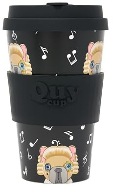 VARZI Dal 1956 ® - Tazza in RPET per caffé con tappo in silicone apribile, facile da portare 435 ml, Mug takeaway Quy Cup (Mozart)