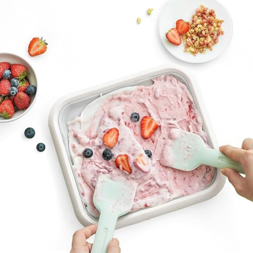 Machine à crème glacée, machine à crème glacée roulée avec 2 spatules, machine à crème glacée pour les enfants à la maison, machine à crème glacée aux fruits surgelés, machine à yaourt glacé – Vert