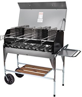 Barbecue Mod. FAMILY, complet avec accessoires, cuisson verticale sans fumée, barbecue à charbon, grille en acier inoxydable certifié. Barbecue vertical.