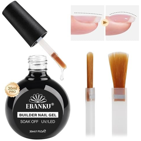 EBANKU 30ML Builder Gel, 8 in 1 Klares Base Strengthener UV/LED Nagellack für Reparatur, Nagelstärkung, Nagelverlängerung und Nail Art DIY